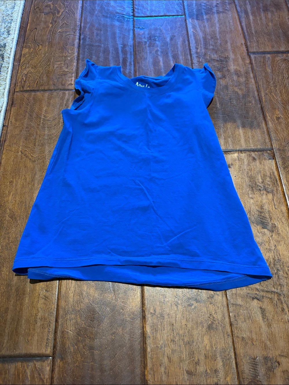 Girls Royal Blue Short Sleeve Tee with Ruffle Sleeves